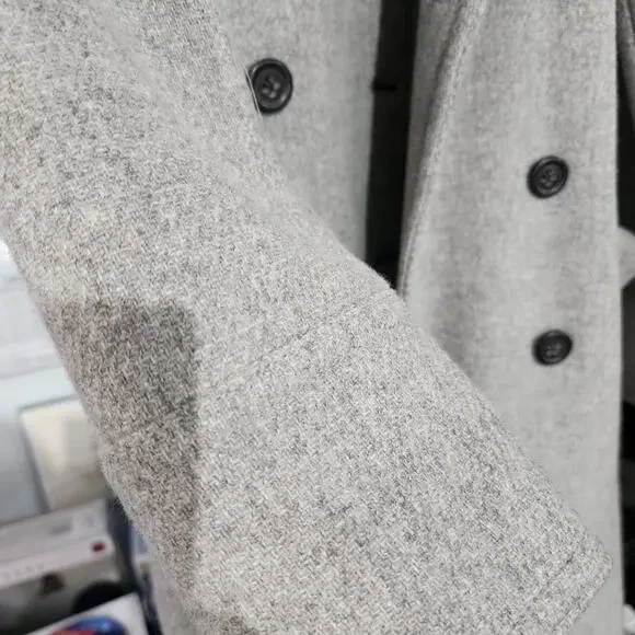 J.Crew Wool Blend Double-Breasted Coat Sz 2 – Gray Long Winter Jacket w/ Belt - Picture 5 of 11